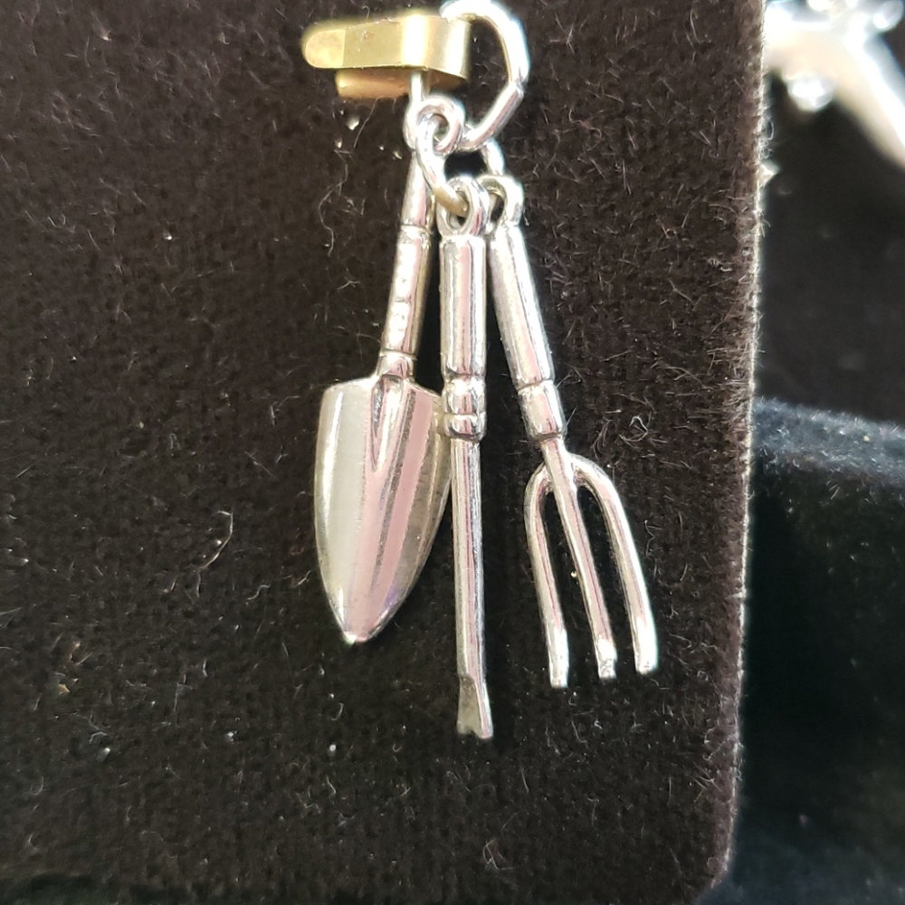 Sterling silver Garden Tools charm